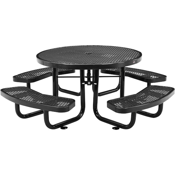 Global Industrial Round Kids Picnic Table, Black, Expanded Metal, 46 in L, 24-1/2 in H Overall 277150KBK - main
